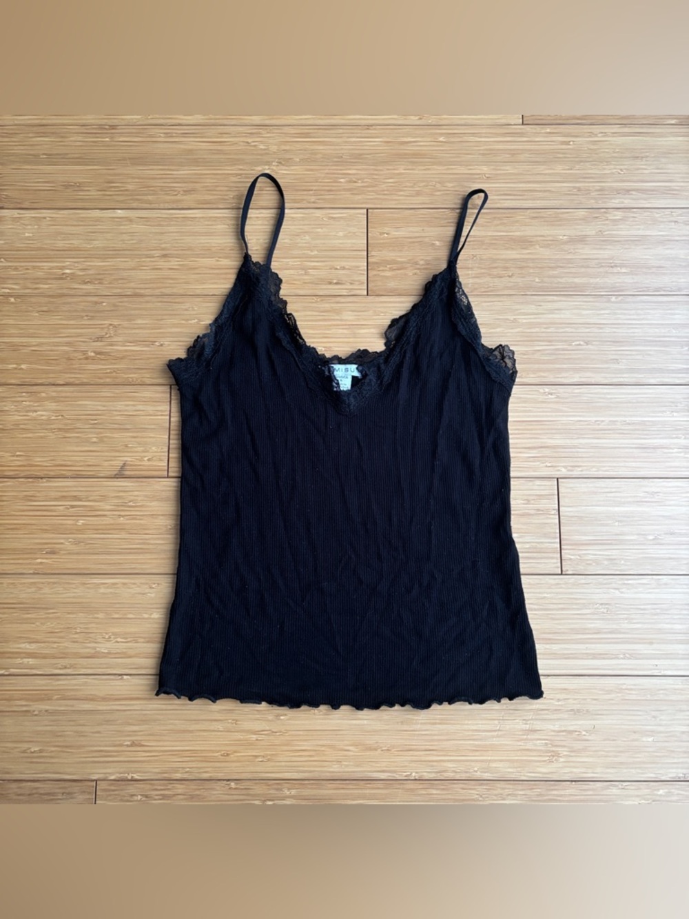 Black y2k style lace camisole tank top